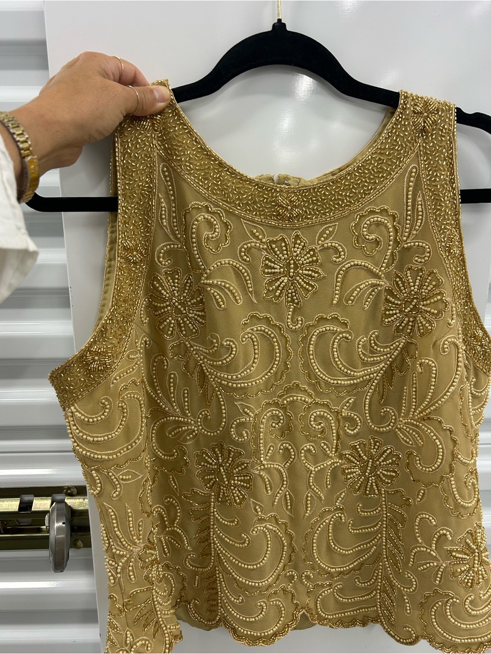 Evening and Holiday J Kara Gold Beaded Sleeveless Top